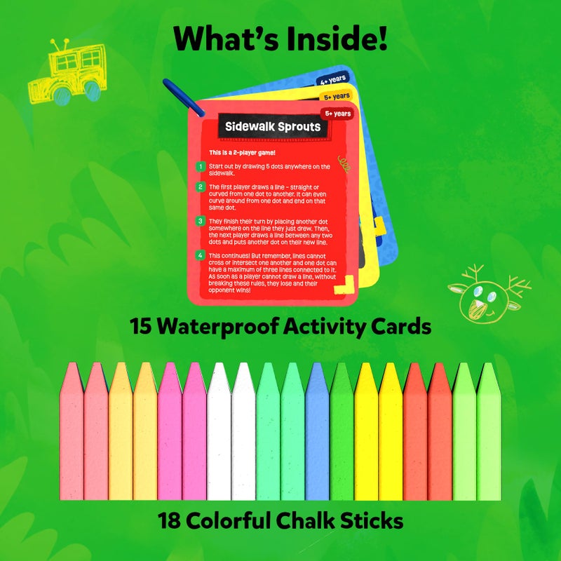 Skillmatics Sidewalk Chalk Activity Kit - Creative Outdoor Fun with 18 Washable Chalk Sticks, 15 Activities & Games for Kids, Gifts for Boys & Girls Ages 3, 4, 5, 6, 7, 8, 9, 10 - Image 2