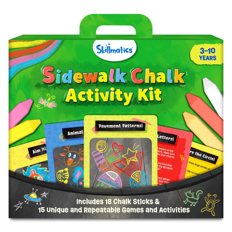 Skillmatics Sidewalk Chalk Activity Kit - Creative Outdoor Fun with 18 Washable Chalk Sticks, 15 Activities & Games for Kids, Gifts for Boys & Girls Ages 3, 4, 5, 6, 7, 8, 9, 10 - Image 1