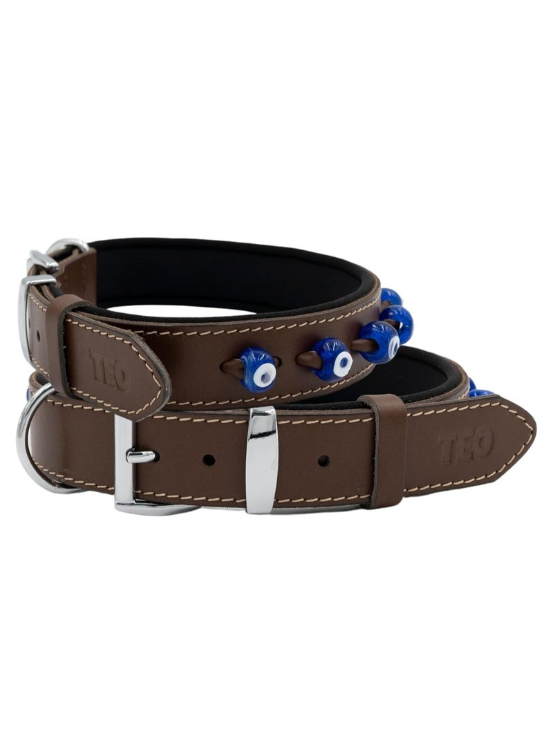 Teo Premium Pet Supplies XL Leather Dog Neck Collar Adjustable Durable Pet Collars for Dogs With Breathable Heavy Duty Rust-Proof Dog Accessories Metal Buckle Brown - Image 1