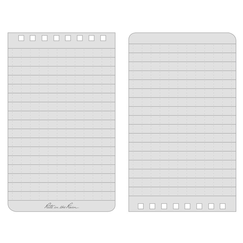 Rite in the Rain Weatherproof Top Spiral Notebook, 3" x 5", Black Cover, Universal Pattern, 3 Pack (No. 735-3) - Image 2
