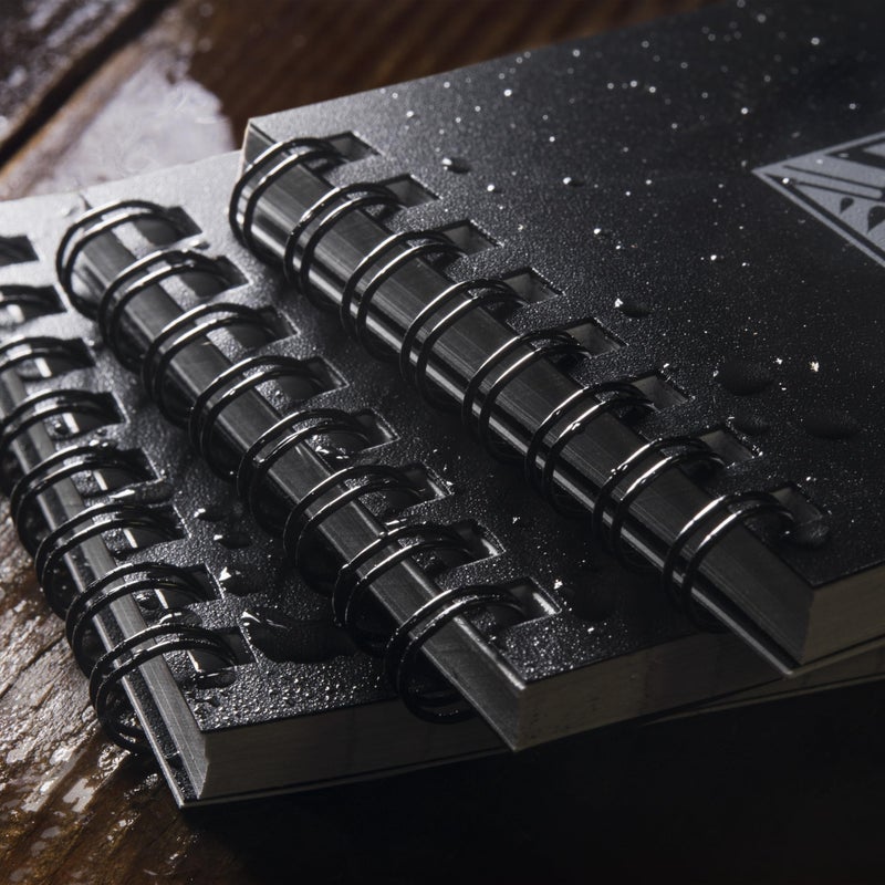 Rite in the Rain Weatherproof Top Spiral Notebook, 3" x 5", Black Cover, Universal Pattern, 3 Pack (No. 735-3) - Image 5
