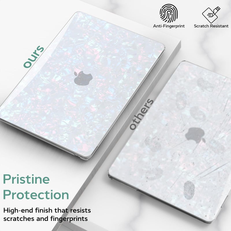 B BELK Compatible with MacBook Air 13 inch Case M5 2026 2025 2024-2022 M4 M3 M2 A3449 A3240 A3113 A2681, Plastic Hard Shell+Keyboard Cover+Screen Protector for MacBook Air 13.6 inch Case, Shiny Pearl - Image 5