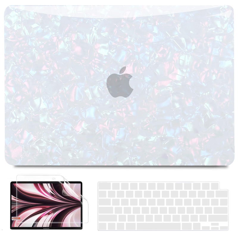 B BELK Compatible with MacBook Air 13 inch Case M5 2026 2025 2024-2022 M4 M3 M2 A3449 A3240 A3113 A2681, Plastic Hard Shell+Keyboard Cover+Screen Protector for MacBook Air 13.6 inch Case, Shiny Pearl - Image 1