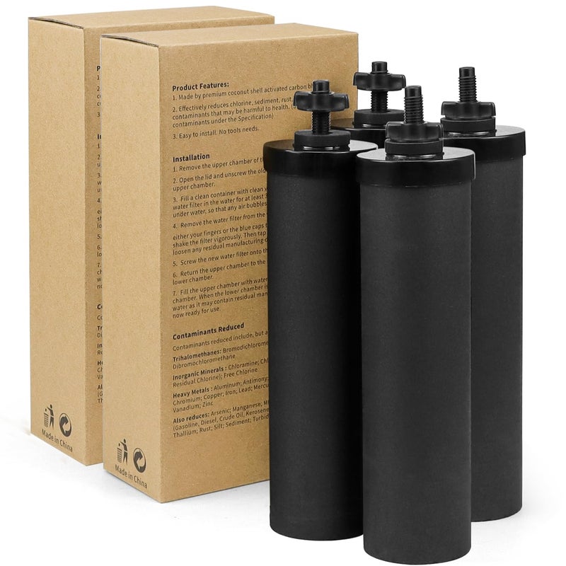 Fetechmate Black Purification Elements Black Water Filters For Water Purification Compatible With Gra-Vity Filtration System Fetechmate Series Big Series 4 Pack - Image 1