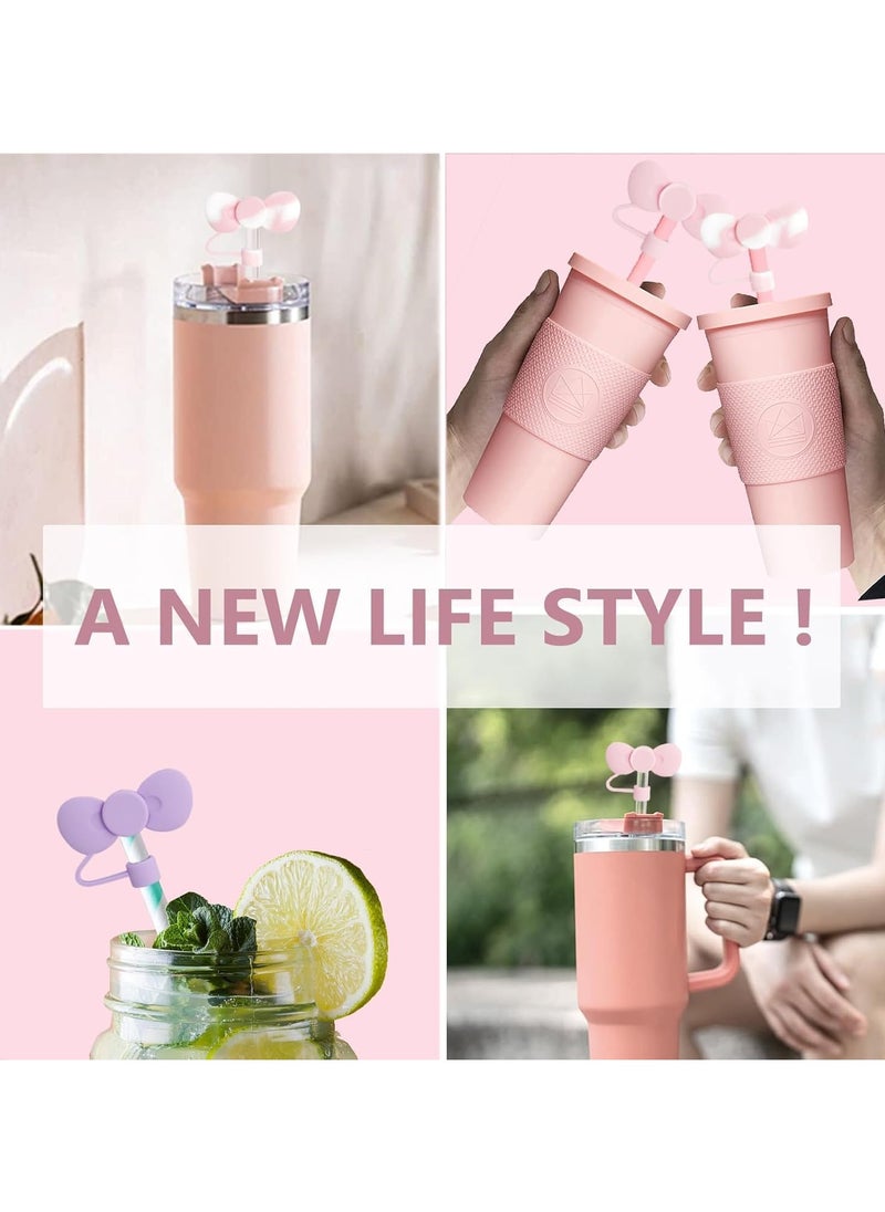 RATSAW - 3 Pcs Lovely Bow Straw Covers Cap Toppers Compatible with Stanley 30 and 40 oz Tumbler Cups,Reusable Cute Silicone Straw Tips Lids Protectors for 0.4 in/10mm Stanley Cups Straws Accessories - Image 1