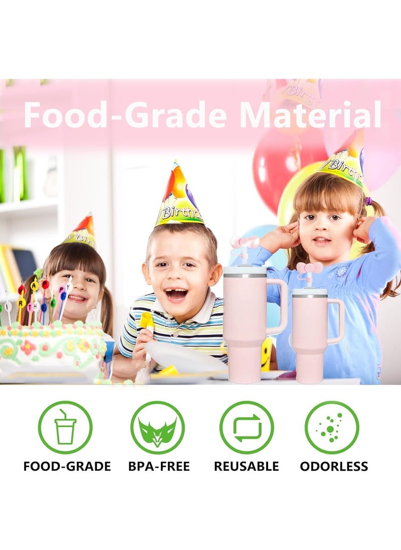 RATSAW - 3 Pcs Lovely Bow Straw Covers Cap Toppers Compatible with Stanley 30 and 40 oz Tumbler Cups,Reusable Cute Silicone Straw Tips Lids Protectors for 0.4 in/10mm Stanley Cups Straws Accessories - Image 1