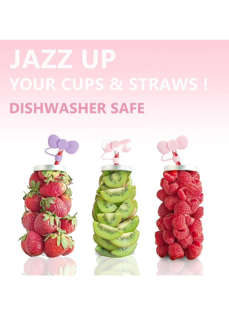 RATSAW - 3 Pcs Lovely Bow Straw Covers Cap Toppers Compatible with Stanley 30 and 40 oz Tumbler Cups,Reusable Cute Silicone Straw Tips Lids Protectors for 0.4 in/10mm Stanley Cups Straws Accessories - Image 1