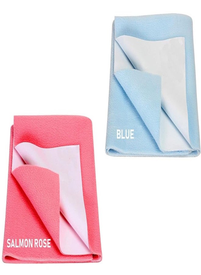 ELEVANTO Baby Anti-Piling Fleece Extra Absorbent Instant Dry Sheet for Baby, Baby Bed Protector, Waterproof Sheet, Large Size 100x140 cm, Pack of 2, Sky & SELMON - Image 1