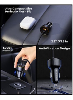 VOLTME Dual USB-C Car Charger PD 49.5W, Fast Charging with Built-in (4ft) Lightning Cable for iPhone 14/13/12/11 Series, USB-A QC Port Charger for iPhone 16 Pro/16 Pro Max, iPhone 15 Series, Galaxy S24/S23/S22/S21, iPad Pro 6/Air 5, and More.  - Image 4