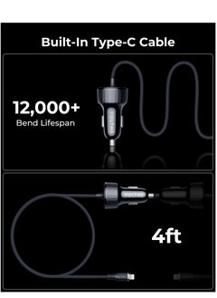 VOLTME Dual USB-C Car Charger PD 49.5W, Fast Charging with Built-in (4ft) Lightning Cable for iPhone 14/13/12/11 Series, USB-A QC Port Charger for iPhone 16 Pro/16 Pro Max, iPhone 15 Series, Galaxy S24/S23/S22/S21, iPad Pro 6/Air 5, and More.  - Image 3