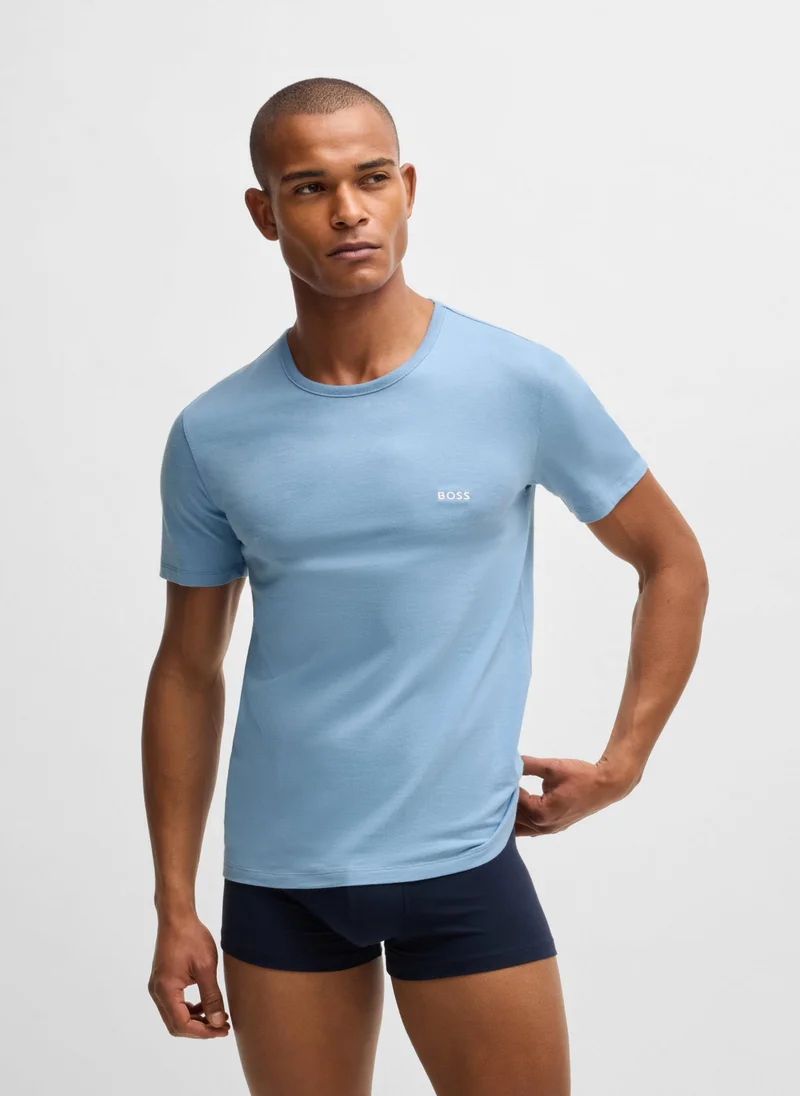 BOSS Three-pack of cotton underwear T-shirts with logo embroidery