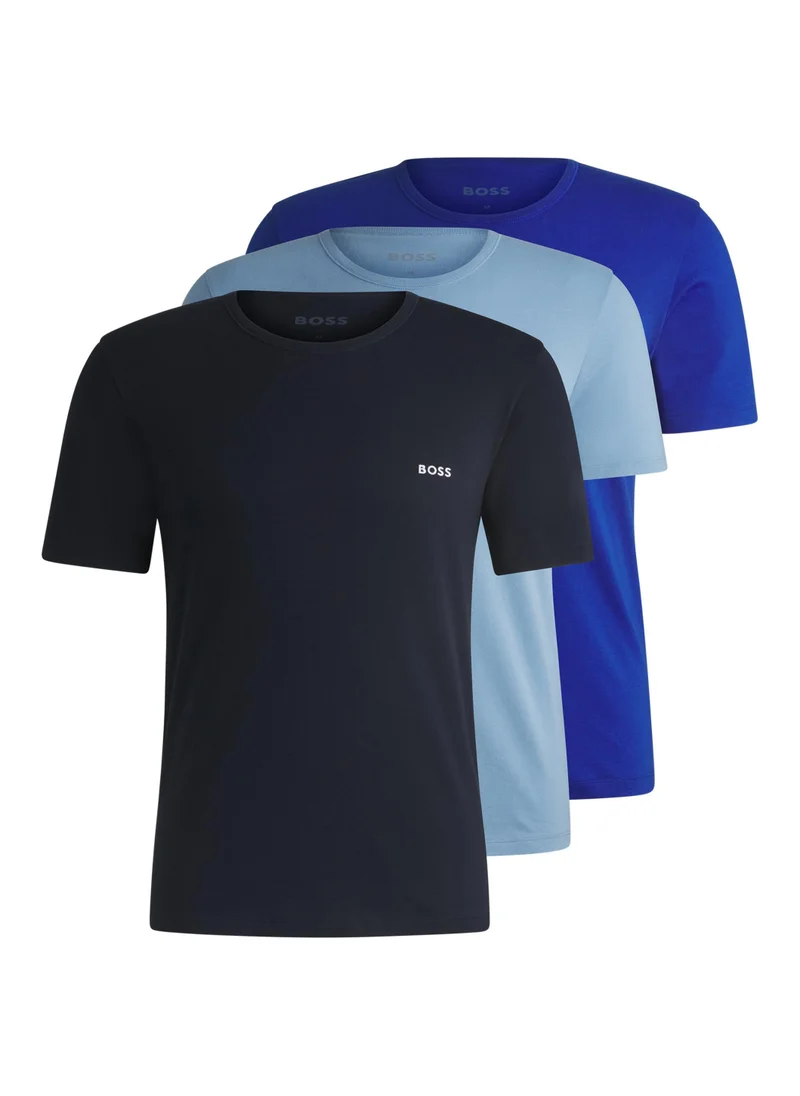 بوس Three-pack of cotton underwear T-shirts with logo embroidery