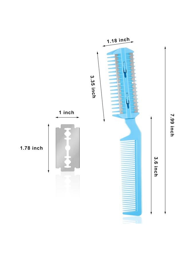 Maitys 3 Pcs Razor Comb with 10 Pcs Razors, Hair Cutter Comb Cutting Scissors, Double Edge, Slim Haircuts Tool - Image 2