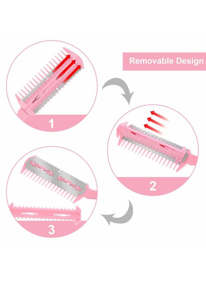 Maitys 3 Pcs Razor Comb with 10 Pcs Razors, Hair Cutter Comb Cutting Scissors, Double Edge, Slim Haircuts Tool - Image 3