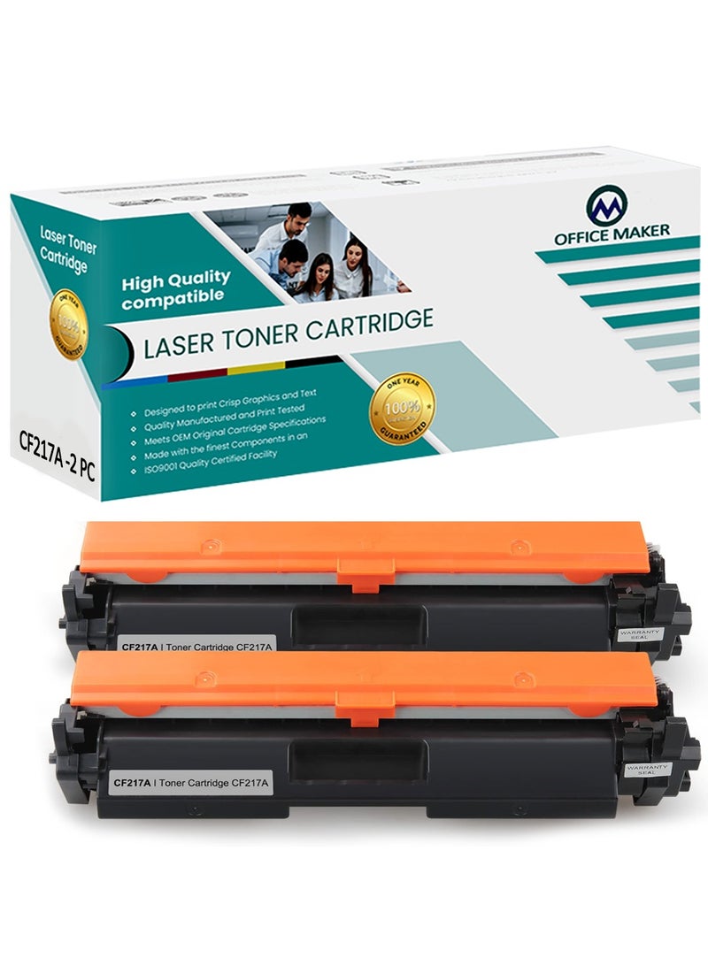 Office Maker High grade Compatible Toner Cartridge Replacement for HP 17A CF217A use for LaserJet Laserjet Pro M102w M130fw, Laserjet Pro MFP M130fw M130nw M130fn M130a -2 Black (with Chip) - Image 1