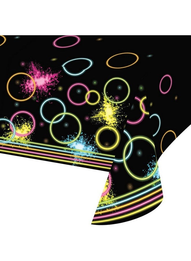 CREATIVE CONVERTING - 318135 All Over Print Plastic Tablecover 54 X 102 Glow Party - Image 1