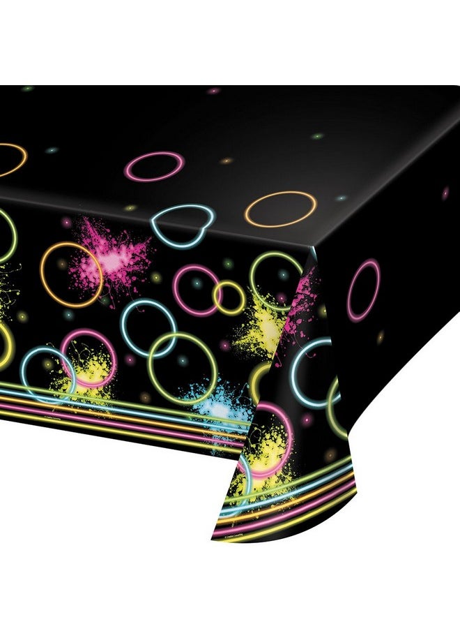 CREATIVE CONVERTING - 318135 All Over Print Plastic Tablecover 54 X 102 Glow Party - Image 1