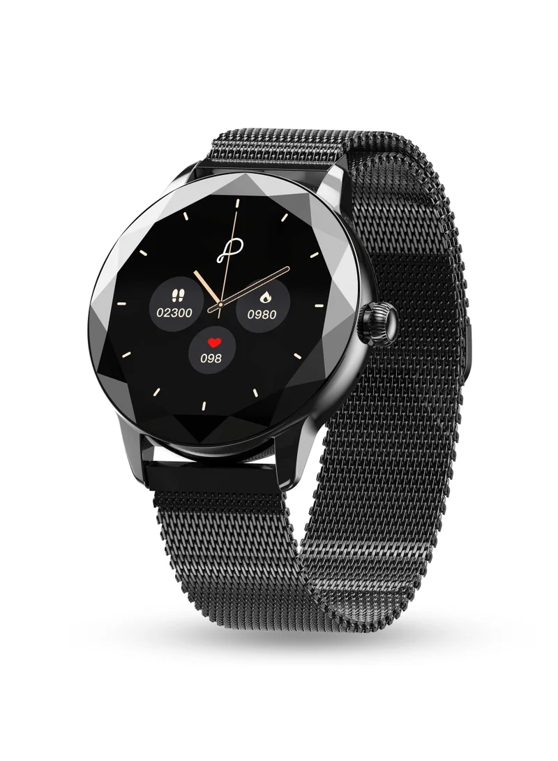 Pebble Vienna 1.27" HD 360x360 Display, BT Calling, Diamond Cut Design, Female health Monitoring, Heart Rate Monitoring, Sleep Monitoring, Multipl Sports Mode, 200 mah