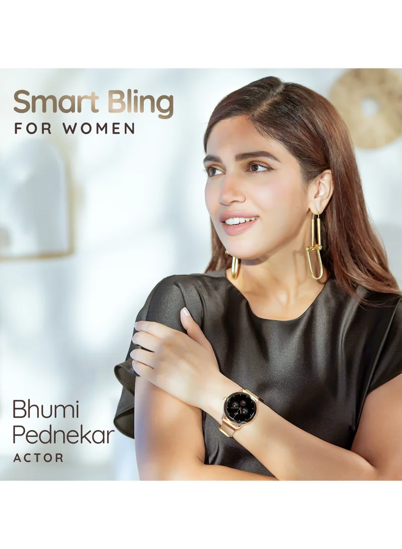 Pebble Vienna 1.27" HD 360x360 Display, BT Calling, Diamond Cut Design, Female health Monitoring, Heart Rate Monitoring, Sleep Monitoring, Multipl Sports Mode, 200 mah