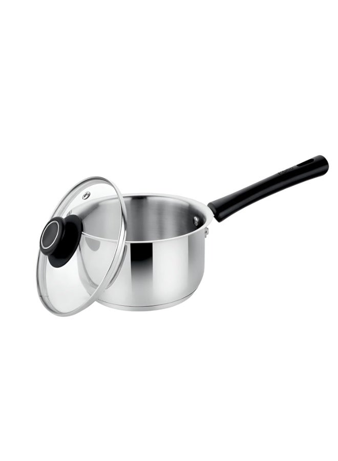 Prabha Sauce Pan with Lid 1.2 Liters 14cm | Induction Base Sauce Pan for Tea | Heavy Gauge Encapsulated Base Induction Bottom Deep Sauce Pan Stainless Steel Tea Pan, Milk Pan, Milk Boiler with Handle - Image 1