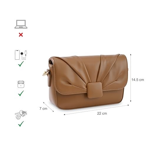 Fastrack Soft-Pleated Sling Bag with Metal Chain Accents | Faux-Leather Women's Handbags | Sling for Casual Carry - Image 4