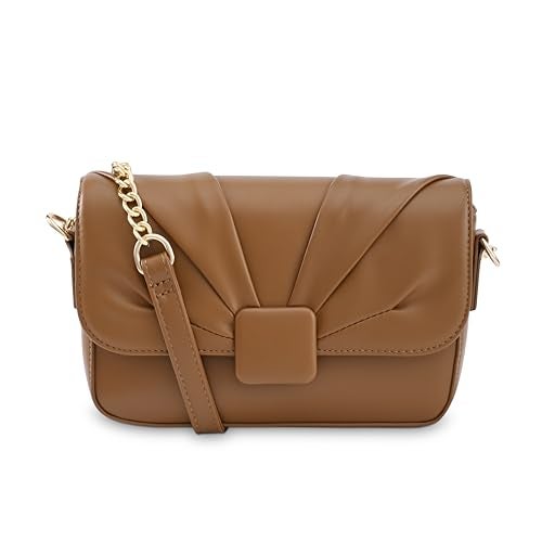 Fastrack Soft-Pleated Sling Bag with Metal Chain Accents | Faux-Leather Women's Handbags | Sling for Casual Carry - Image 1