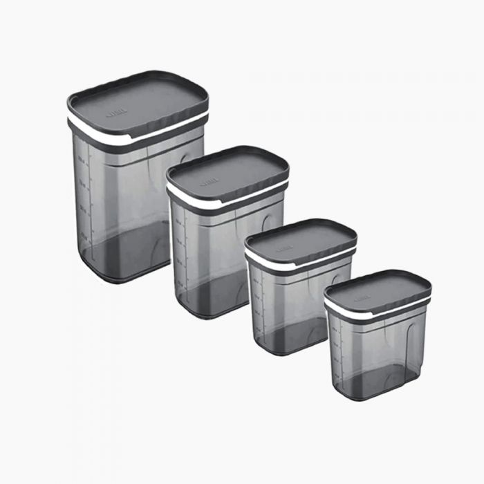 Aksa Mono Pantry Storage Container Set - 4 Pieces - Transparent