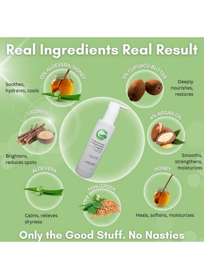Greenviv 13% Aloe Vera & Honey + 5% CupuaÃ§u Butter + 4% Argan Oil Smooth & Supple Body Lotion | Deeply Nourishes & Hydrates Dry Skin | 200ml - Image 5