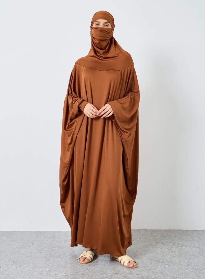 ستايلي عباية بحزام بأكمام واسعة من الأمام مع غطاء رأس - Image 5