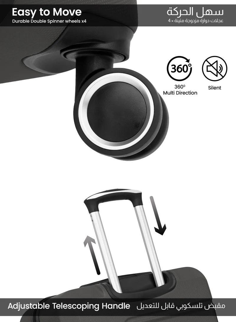 PARAJOHN Cabin Size Lightweight ABS Hardside Spinner Luggage Trolley -20 Inch | Carrying 10KG 4 Wheel Hardshell Suitcase-Grey