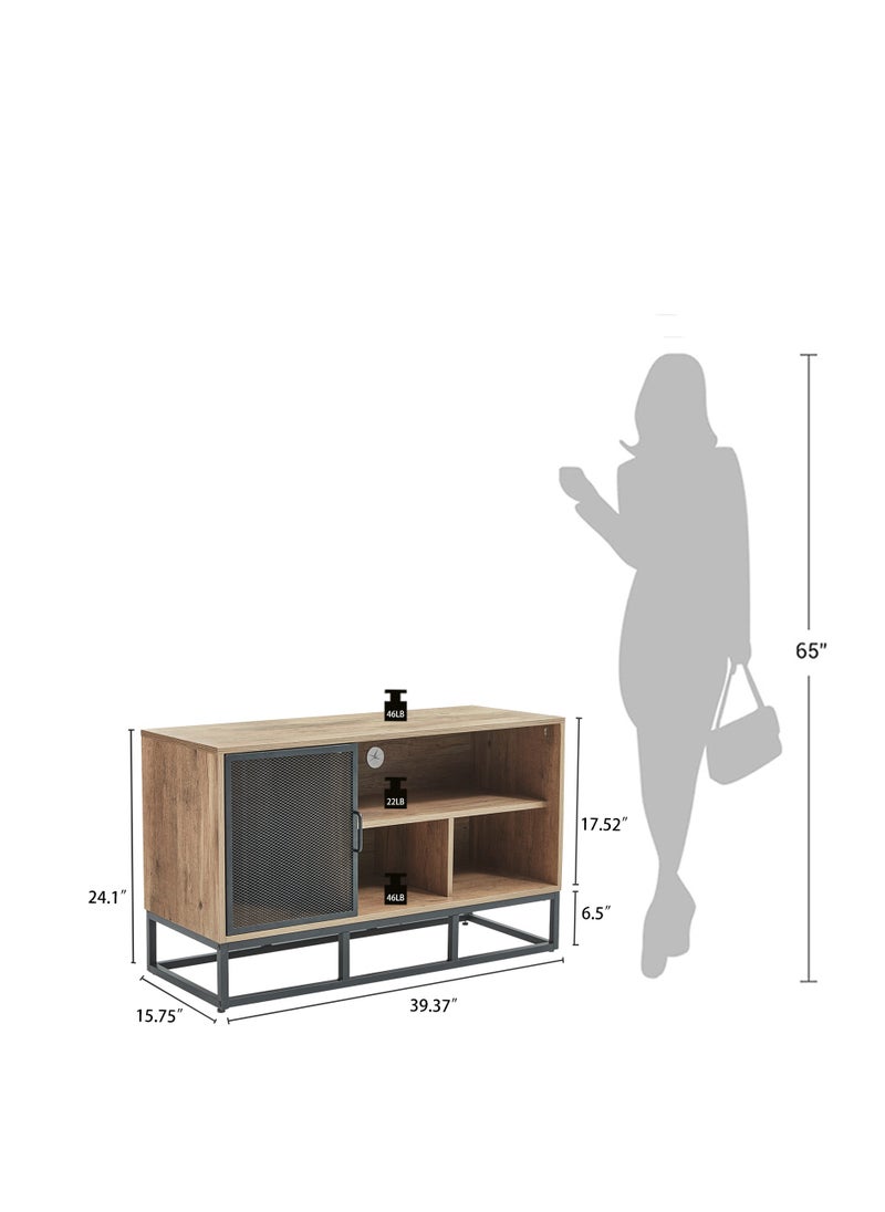 LINSY HOME LINSY HOME - T-V Stand , Storage Cabinet for Bedroom, Living Room, Nursery, Entryway , Sturdy Steel Frame, Brown+ Black Color, 100L*40W* 60H cm  - Image 4
