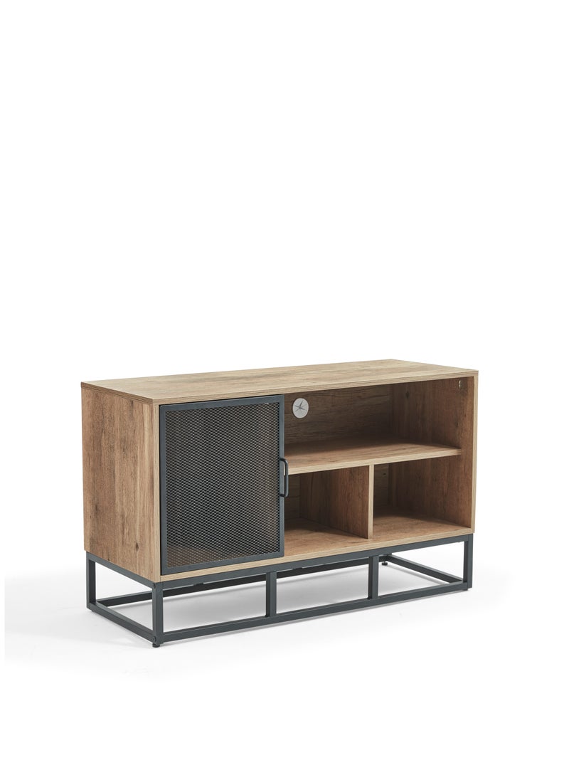 LINSY HOME LINSY HOME - T-V Stand , Storage Cabinet for Bedroom, Living Room, Nursery, Entryway , Sturdy Steel Frame, Brown+ Black Color, 100L*40W* 60H cm  - Image 3