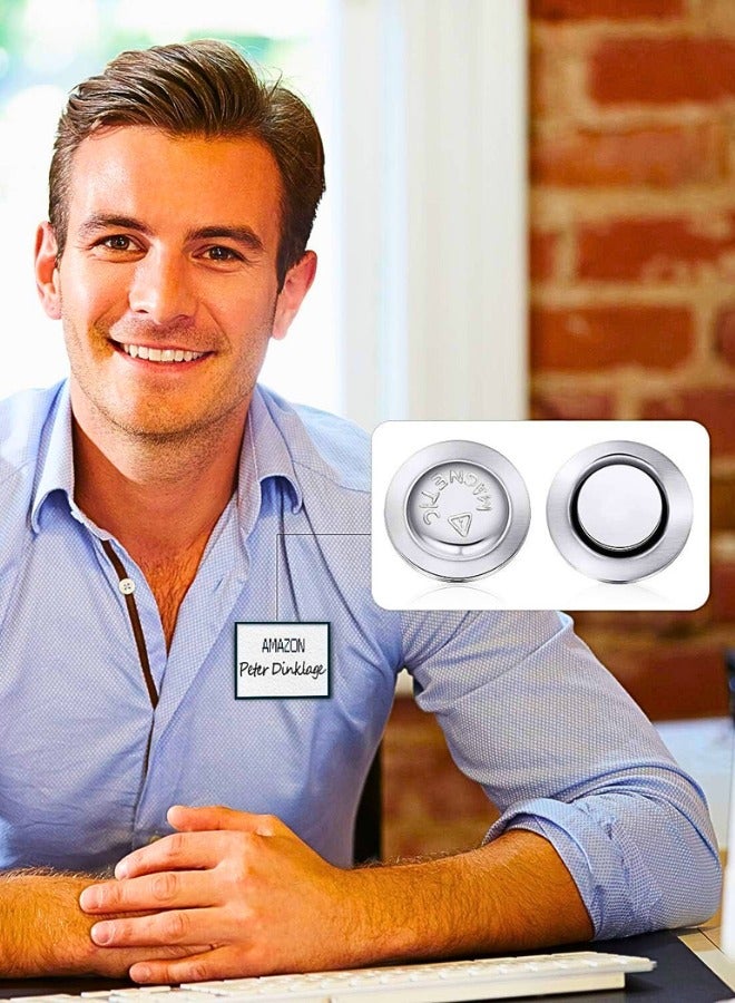 Chase Up 50 Pieces Magnetic Name Badge Holders,Round Adhesive Magnetic Pin Backs for Clothes,Adhesive Name Tag Holders,Sliver - Image 3