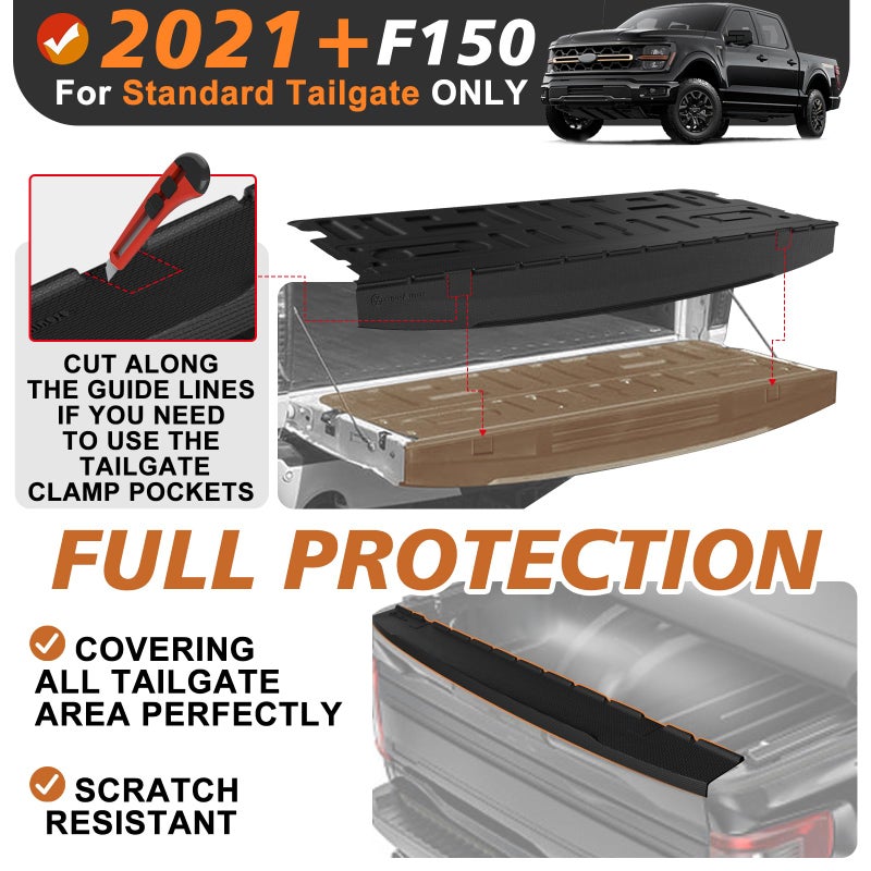 TripleAliners حصيرة شاحنة TripleAliners متوافقة مع فورد F150 من 2021-2026، حصيرة باب خلفي مخصصة تناسب جميع الأحوال الجوية، حماية من الطقس، غير متوافقة مع سطح العمل أو باب خلفي Pro Access - Image 2