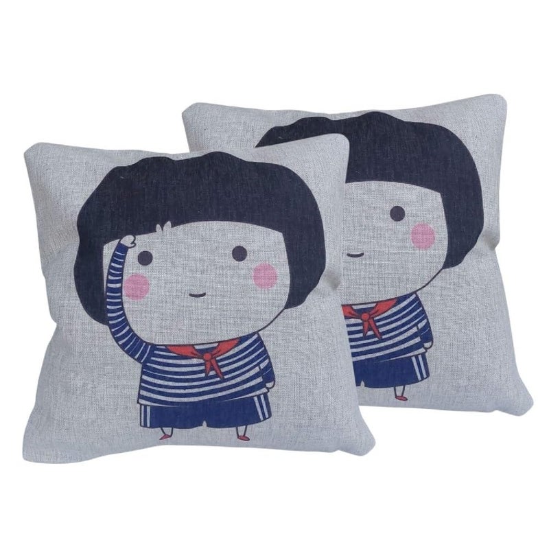 Decorative Linen pillow with girl design 2pcs (42 * 42cm) - Image 1