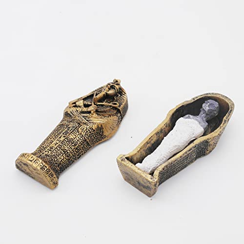Kocris Casa Aquarium Mummy Gold Coffin Decorations Egypt Fish Reptile Turtle Tank Décor Ornament Pet Bronze - Image 2