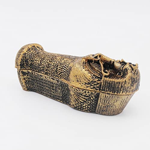 Kocris Casa Aquarium Mummy Gold Coffin Decorations Egypt Fish Reptile Turtle Tank Décor Ornament Pet Bronze - Image 3