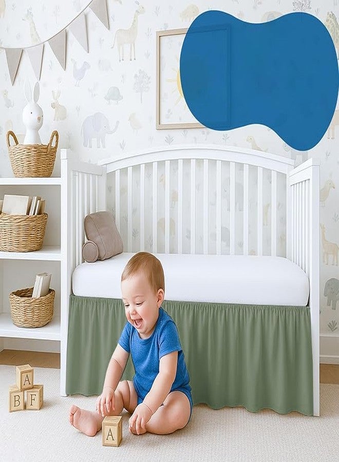 Silentnight 100% Egyptian Cotton, Nursery Crib Toddler (28" x 52" + 14") 800 Thread Count Crib Skirt Dust Ruffle, Bedding Skirts for Baby Boys or Girls, 14" Drop, Sage Solid - Image 4