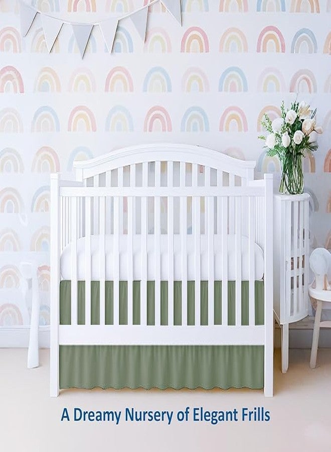 Silentnight 100% Egyptian Cotton, Nursery Crib Toddler (28" x 52" + 14") 800 Thread Count Crib Skirt Dust Ruffle, Bedding Skirts for Baby Boys or Girls, 14" Drop, Sage Solid - Image 2