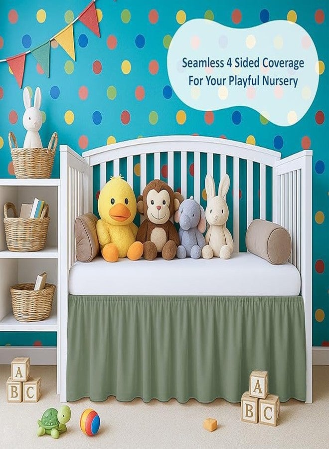 Silentnight 100% Egyptian Cotton, Nursery Crib Toddler (28" x 52" + 14") 800 Thread Count Crib Skirt Dust Ruffle, Bedding Skirts for Baby Boys or Girls, 14" Drop, Sage Solid - Image 5