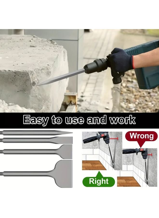 4pcs SDS Plus Chisel Set High Carbon Steel Drill Bit For Tile Removal Rotary Hammer - Image 5