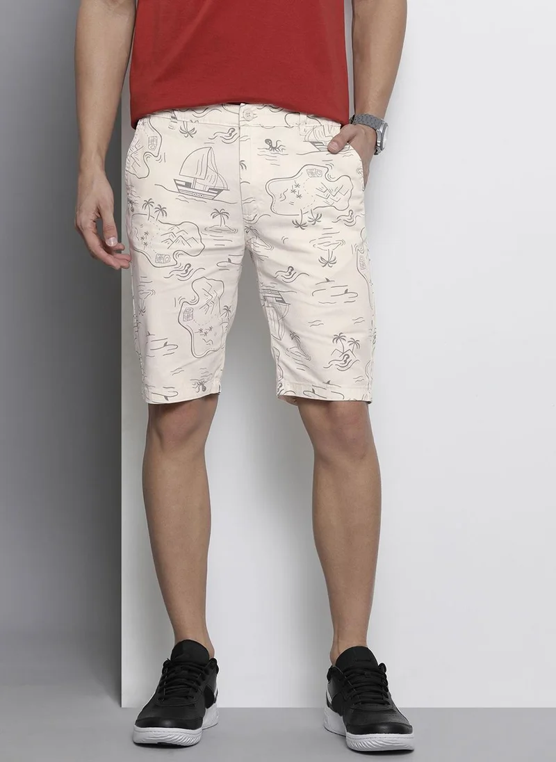 Men Slim Fit Printed Mid-Rise Shorts