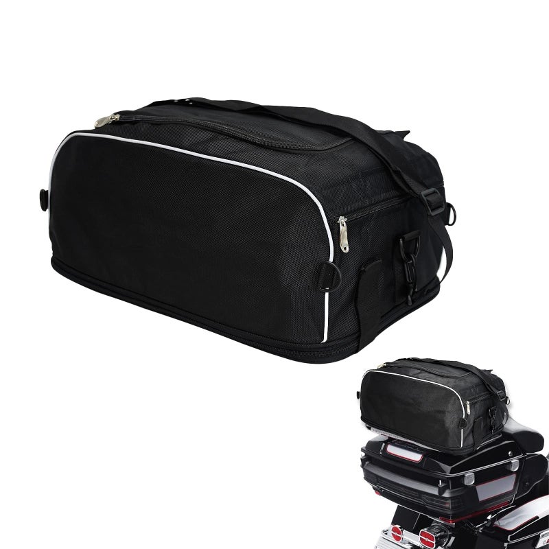HDBUBALUS Motorcycle Weather Resistant Collapsible Tail Trunk Travel Rear Luggage Rack Bag Fit for Harley Touring Street Road Electra Glide Road King Nylon Black - Image 2