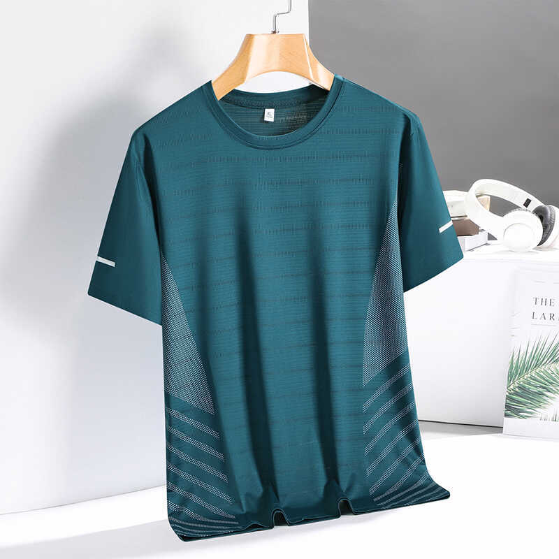 Ice Silk Short-sleeved T-shirt Men''s Summer Thin Fatty Plus Large Size Loose Quick-drying Sports T-shirt 2302-P15 - Image 4