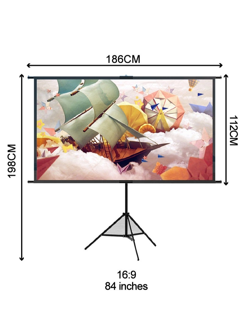 Flash Hawk 2-in-1 84 inch 16:9 Portable Foldable Projection Screen Soft Curtain With Tripod Stand and Carrying Bag for Indoor Outdoor Home Theater Backyard Cinema Travel - Image 1