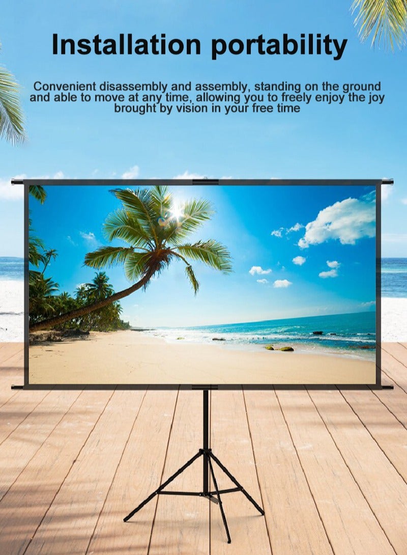 Flash Hawk 2-in-1 84 inch 16:9 Portable Foldable Projection Screen Soft Curtain With Tripod Stand and Carrying Bag for Indoor Outdoor Home Theater Backyard Cinema Travel - Image 4