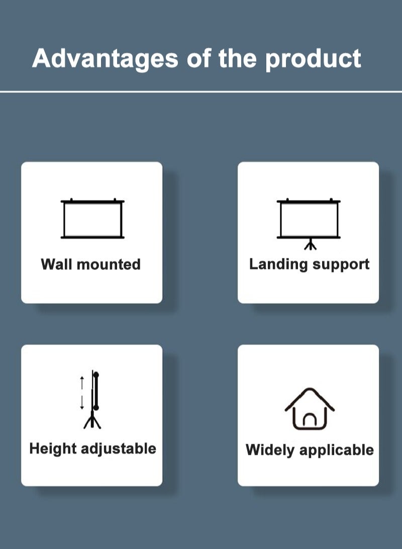 Flash Hawk 2-in-1 84 inch 16:9 Portable Foldable Projection Screen Soft Curtain With Tripod Stand and Carrying Bag for Indoor Outdoor Home Theater Backyard Cinema Travel - Image 2