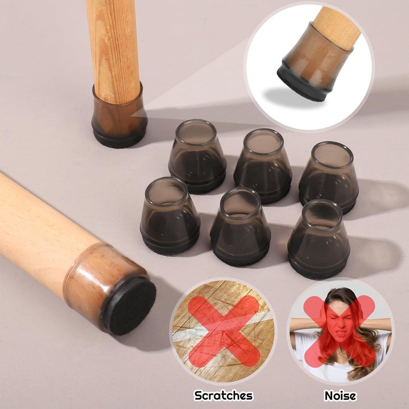 HZYH 40Pcs Chair Leg Floor Protectors, 15-25 mm Silicone Furniture feet Covers Caps with Felt for Chair Table Sofa Legs for Hardwood Floors, No Scratches No Noise - Image 3