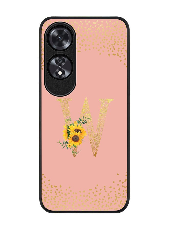 Stylizedd Rugged Black edge case for Oppo A60, Slim fit Case Flexible Cover - Custom Monogram Initial Letter Floral Pattern Alphabet - W (Rose Pink ) - Image 1