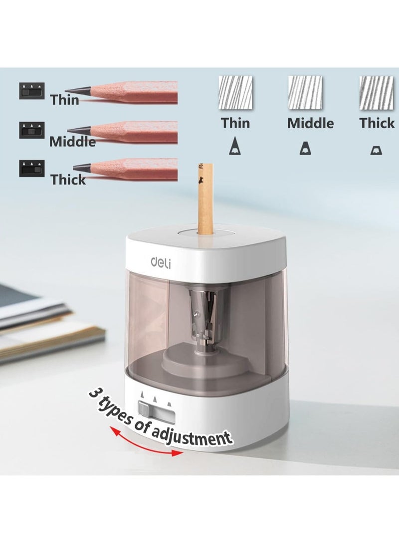 Deli Deli Electric Pencil Sharpener, Automatic Pencil Sharpeners for No.2 Pencils Colored Pencils, USB & Battery Operated Pencil Sharpener for Kids, School, Home, Office, Classroom, white  - Image 5